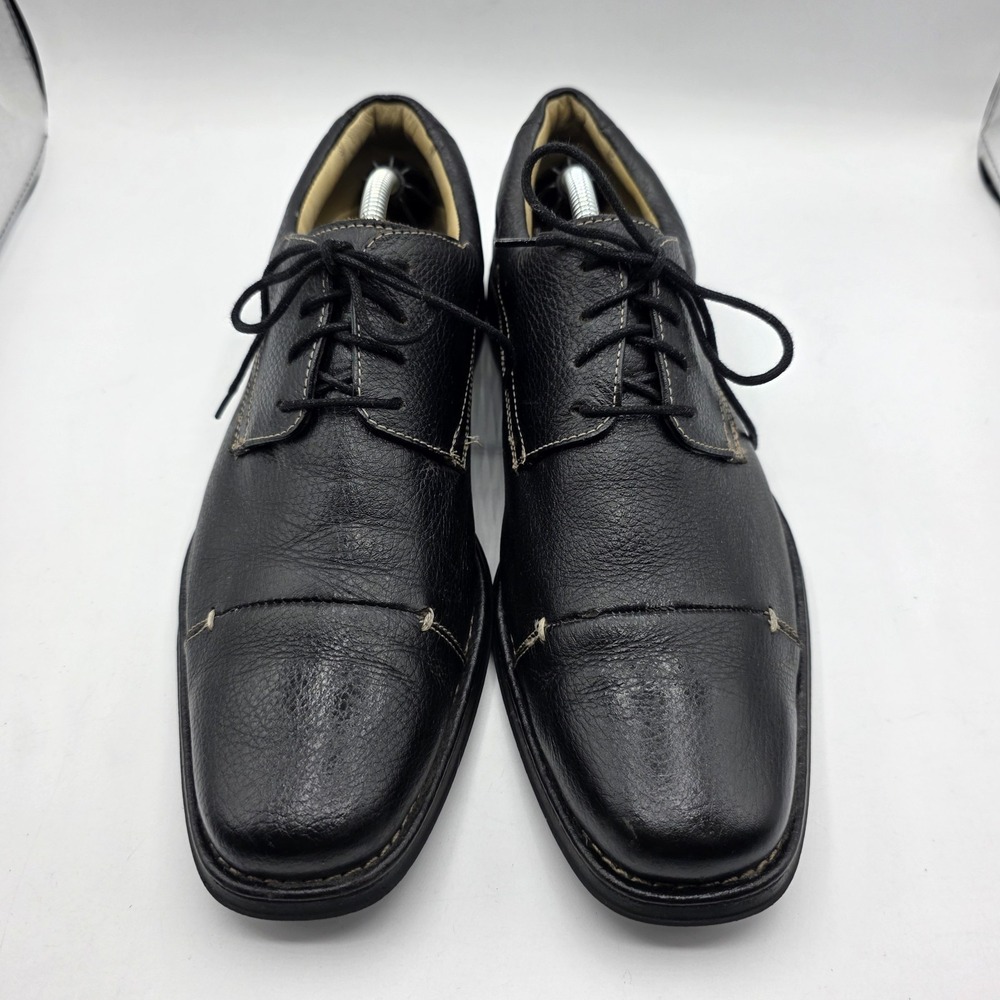 Belvedere Dress Shoes Mens 8.5 D Black Leather Florence Oxford Pebbled Cap Toe - Picture 3 of 12